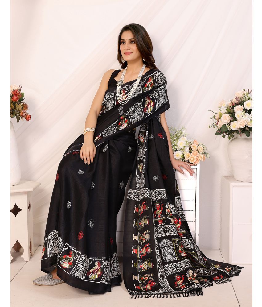     			Yashika Pack of 1 Art Silk Printed Saree With Blouse Piece ( Black )