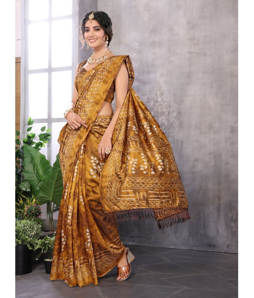     			Yashika Pack of 1 Art Silk Printed Saree With Blouse Piece ( Yellow )