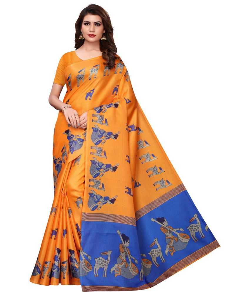     			Yashika Pack of 1 Art Silk Printed Saree With Blouse Piece ( Orange )