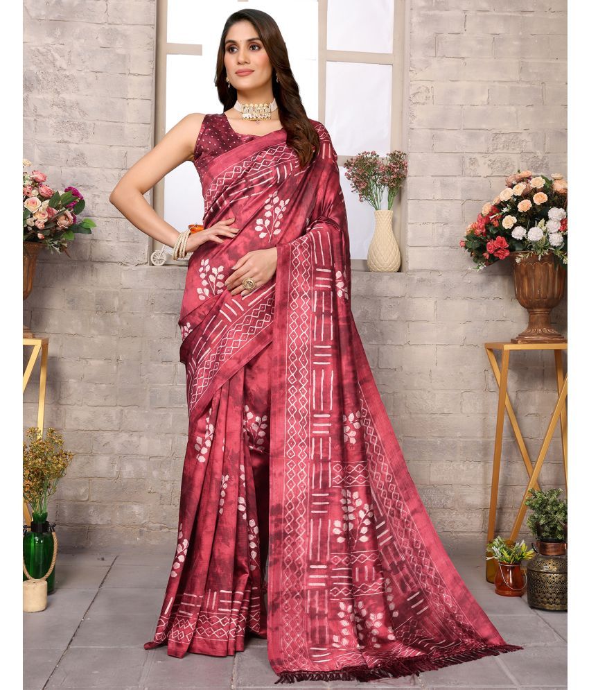     			Yashika Pack of 1 Art Silk Printed Saree With Blouse Piece ( Red )