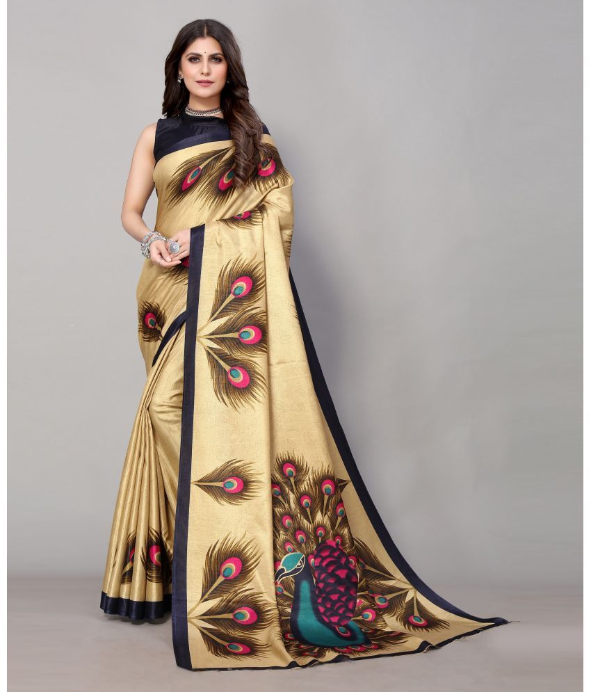     			Yashika Pack of 1 Art Silk Printed Saree With Blouse Piece ( Beige )