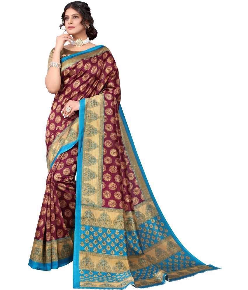     			Yashika Pack of 1 Art Silk Printed Saree With Blouse Piece ( Purple )