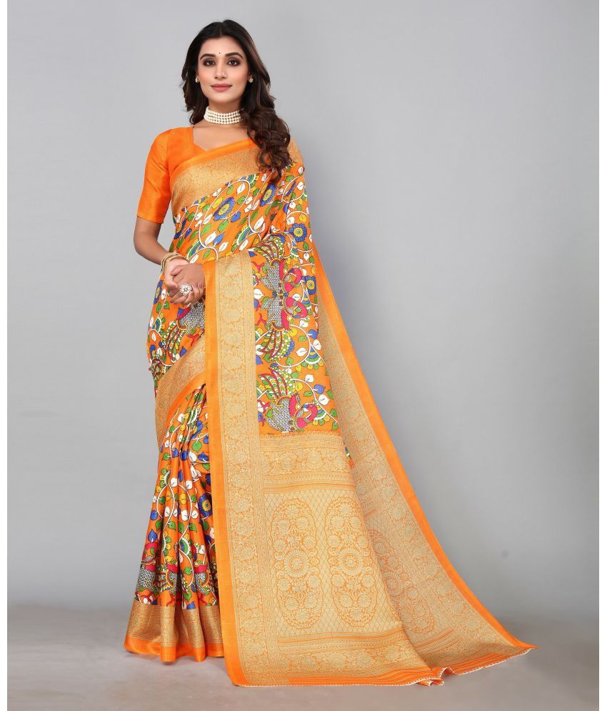     			Yashika Pack of 1 Art Silk Printed Saree With Blouse Piece ( Orange )