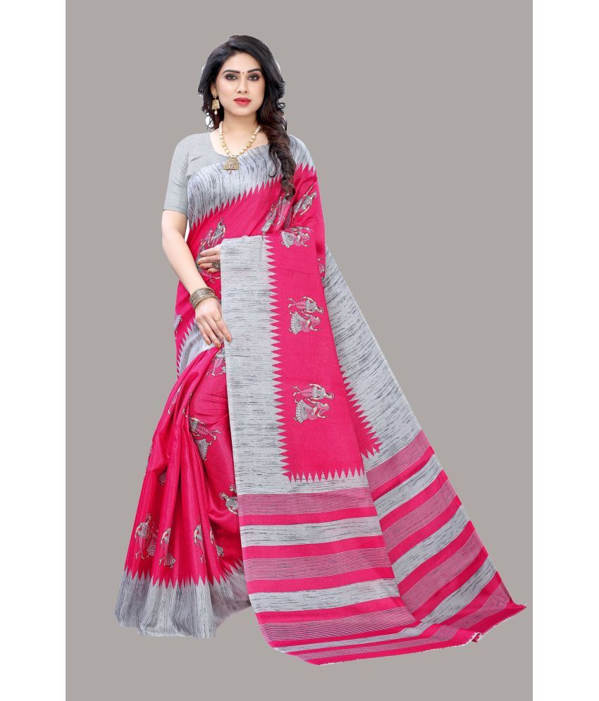     			Yashika Pack of 1 Art Silk Printed Saree With Blouse Piece ( Pink )