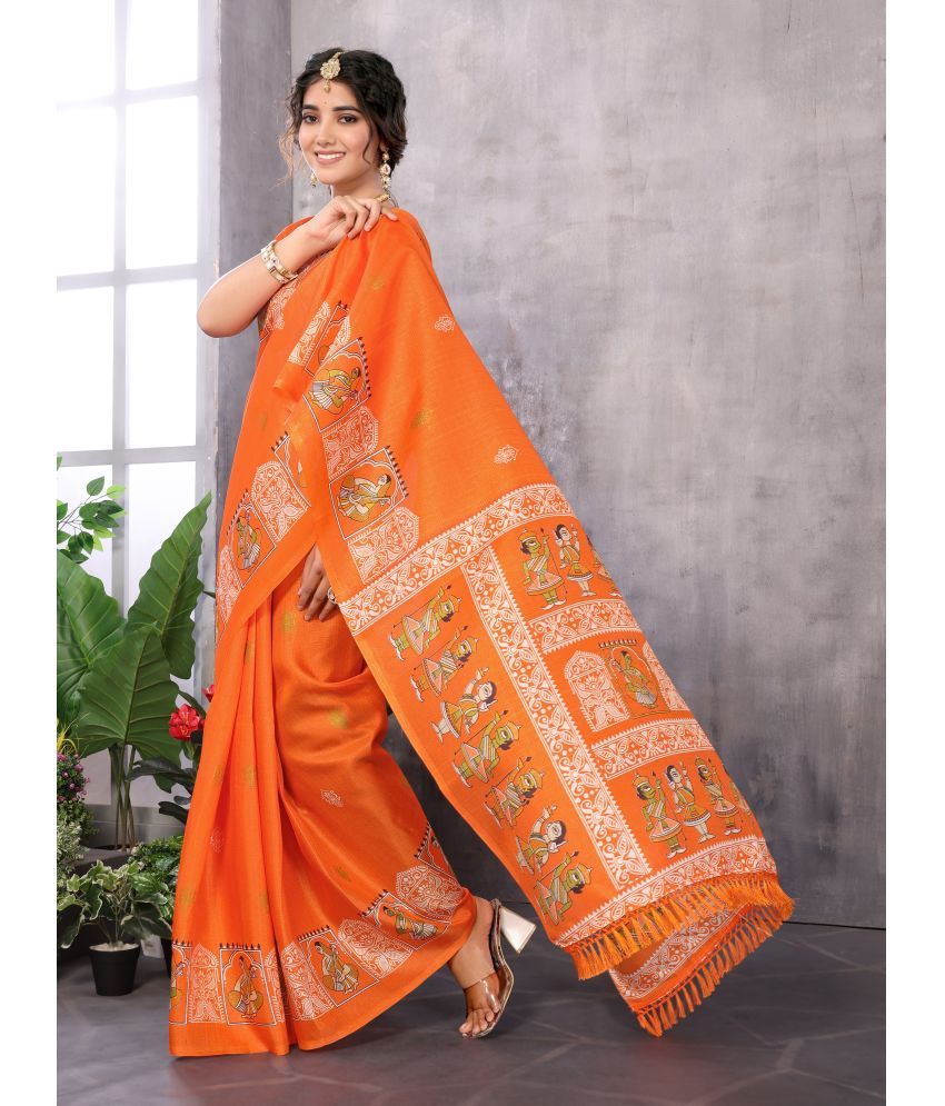     			Yashika Pack of 1 Art Silk Printed Saree With Blouse Piece ( Orange )