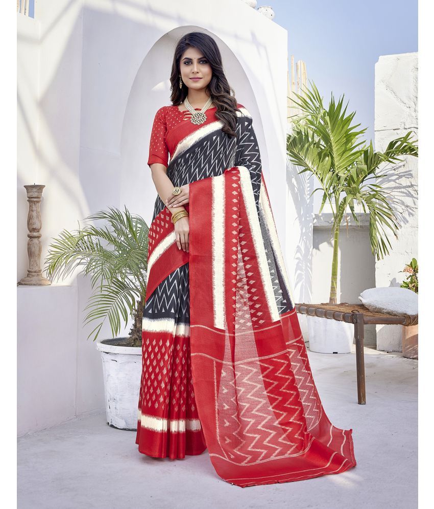     			Yashika Pack of 1 Art Silk Printed Saree With Blouse Piece ( Red )