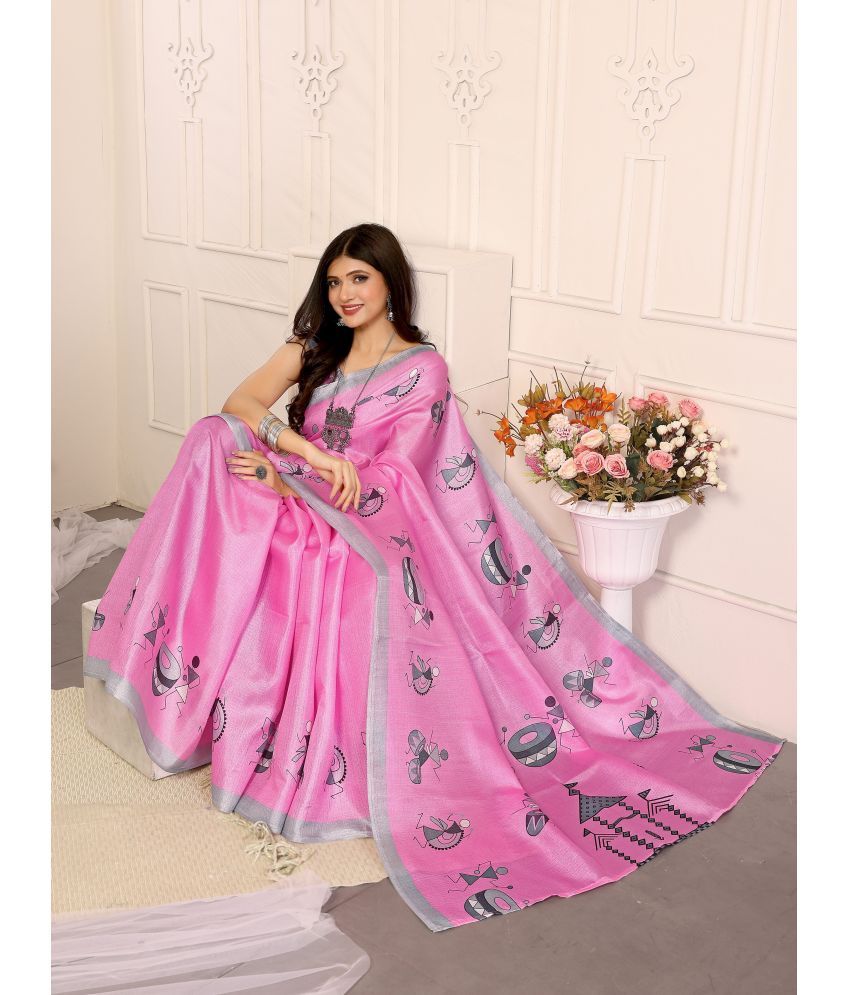     			Yashika Pack of 1 Art Silk Printed Saree With Blouse Piece ( Pink )