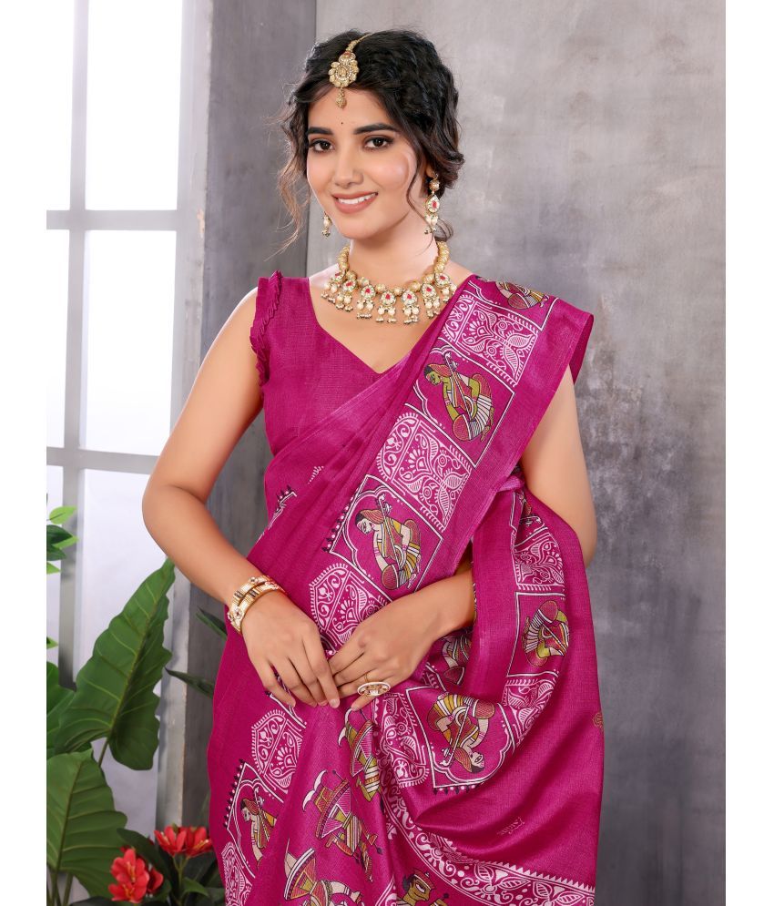     			Yashika Pack of 1 Art Silk Printed Saree With Blouse Piece ( Pink )