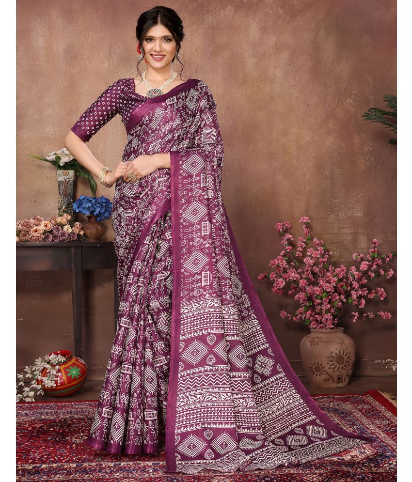     			Yashika Pack of 1 Art Silk Printed Saree With Blouse Piece ( Purple )