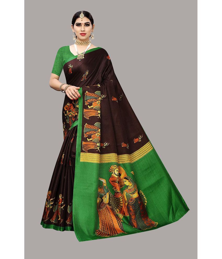     			Yashika Pack of 1 Art Silk Printed Saree With Blouse Piece ( Brown )