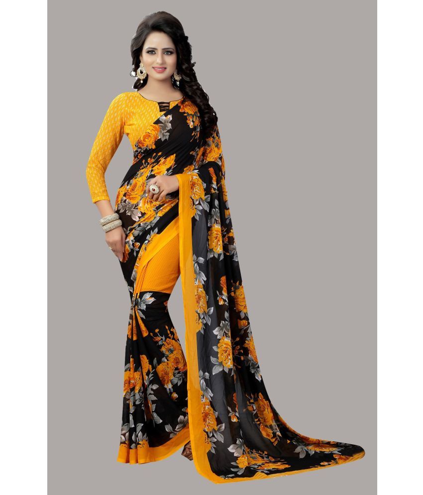     			Yashika Pack of 1 Georgette Printed Saree With Blouse Piece ( Black )