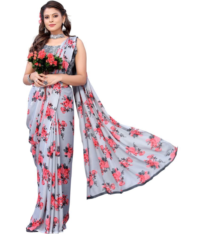     			Yashika Pack of 1 Georgette Printed Saree With Blouse Piece ( Grey )