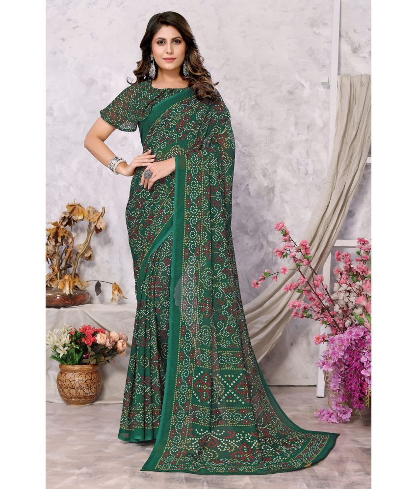     			Yashika Pack of 1 Georgette Printed Saree With Blouse Piece ( Green )