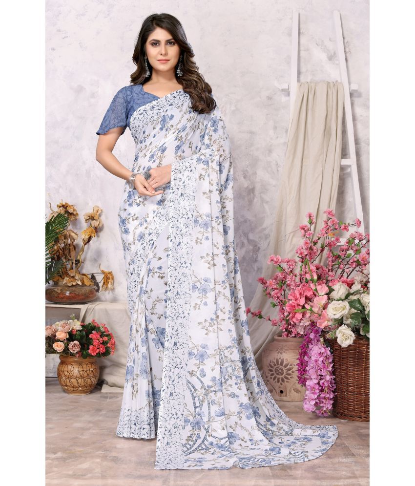     			Yashika Pack of 1 Georgette Printed Saree With Blouse Piece ( Grey )