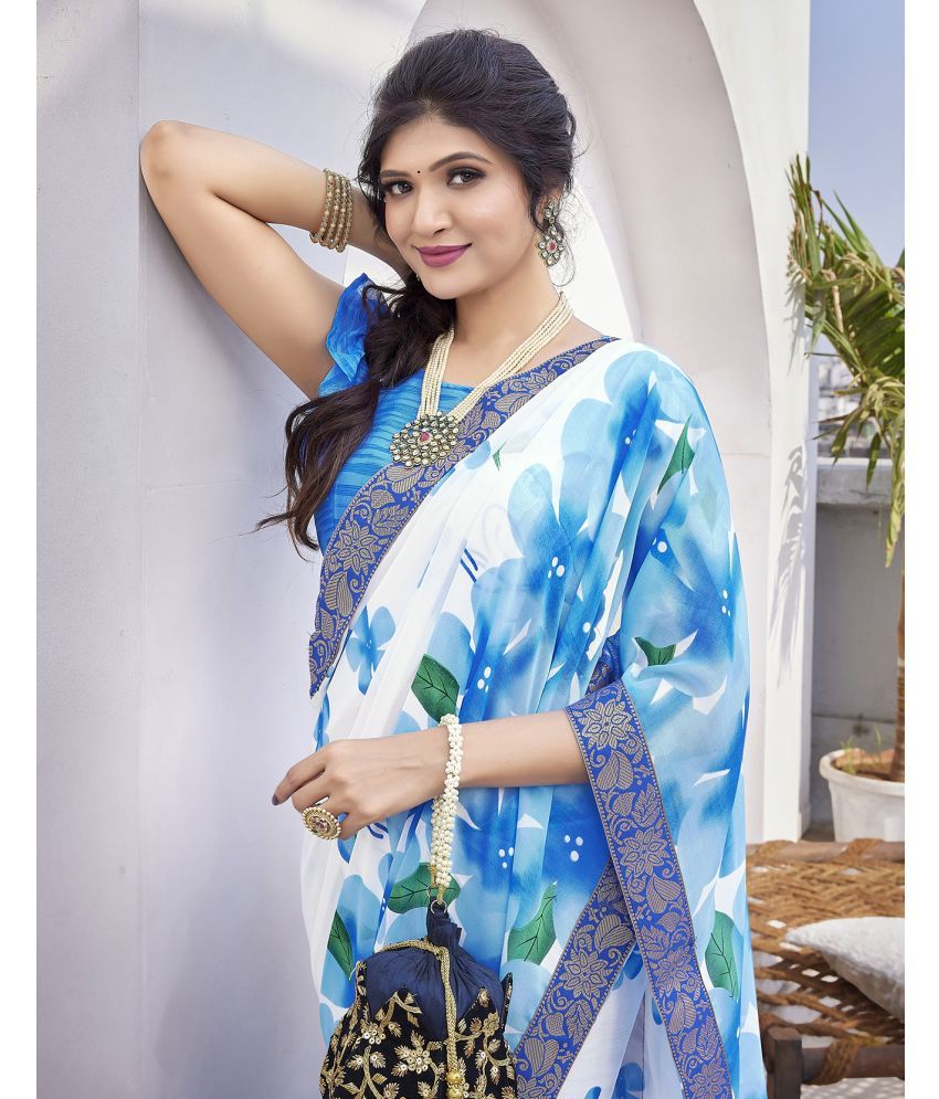     			Yashika Pack of 1 Georgette Printed Saree With Blouse Piece ( Blue )