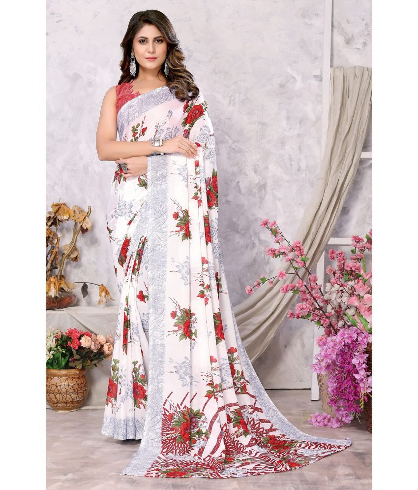     			Yashika Pack of 1 Georgette Printed Saree With Blouse Piece ( Red )