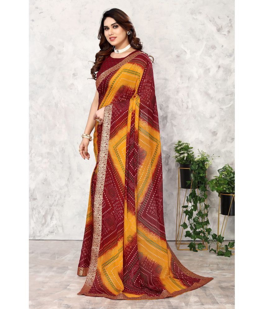     			Yashika Pack of 1 Georgette Printed Saree With Blouse Piece ( Maroon )