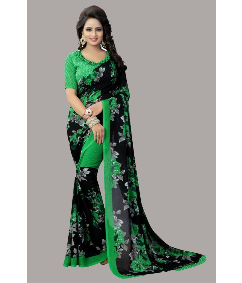     			Yashika Pack of 1 Georgette Printed Saree With Blouse Piece ( Green )