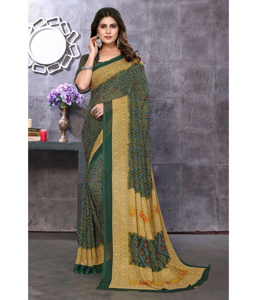     			Yashika Pack of 1 Georgette Printed Saree With Blouse Piece ( Green )