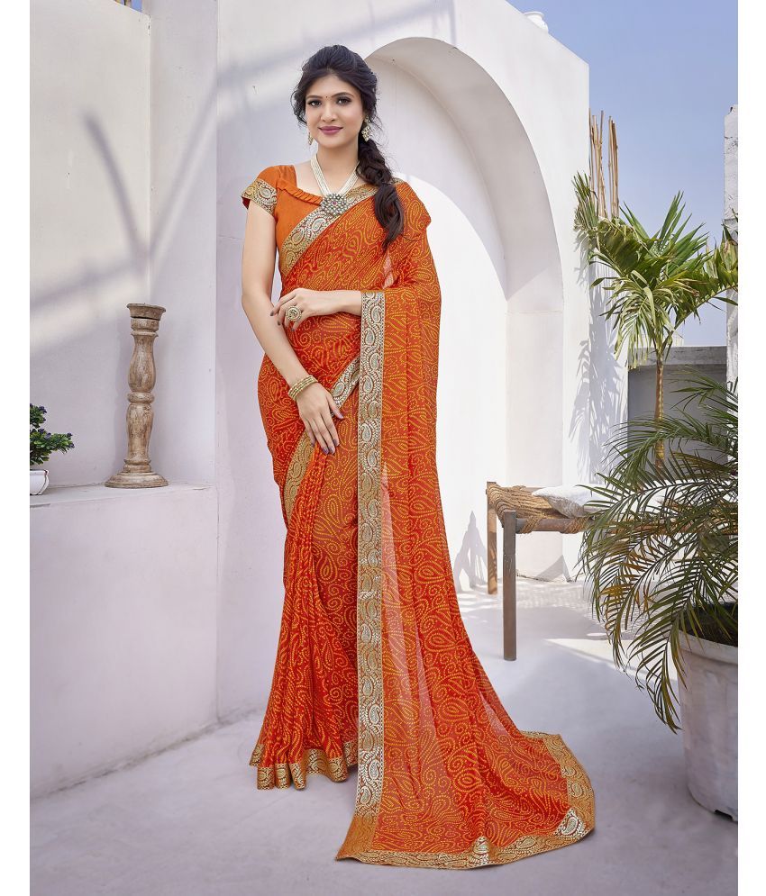     			Yashika Pack of 1 Georgette Printed Saree With Blouse Piece ( Orange )