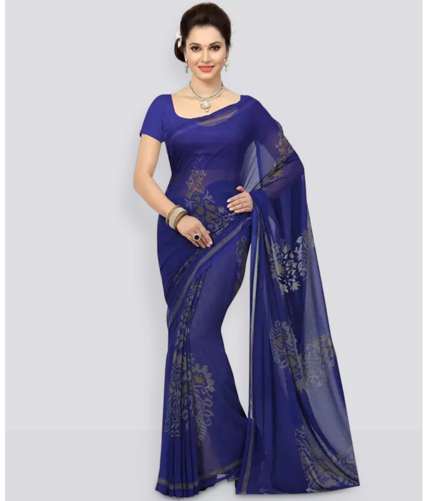     			Yashika Pack of 1 Georgette Printed Saree With Blouse Piece ( Blue )