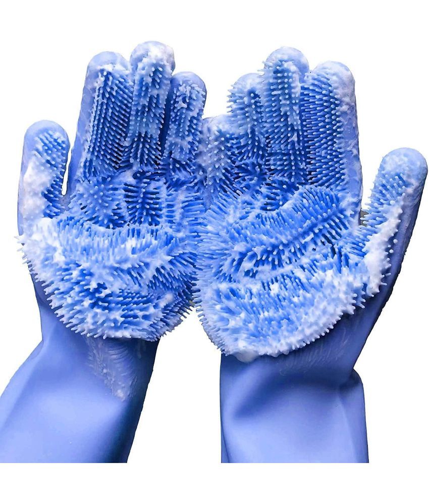     			ag traders Multicolor Silicone Free Size Cleaning Glove Set ( Pack of 1 )