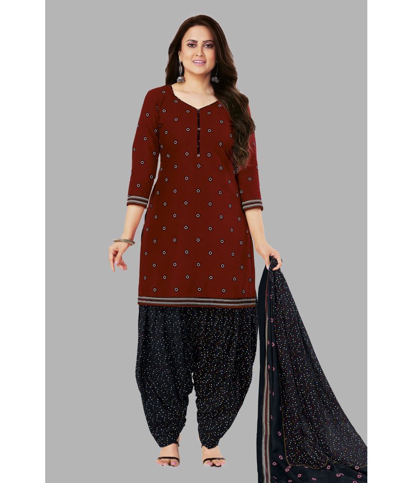     			shree jeenmata collection Unstitched Cotton Printed Dress Material - Maroon ( Pack of 1 )