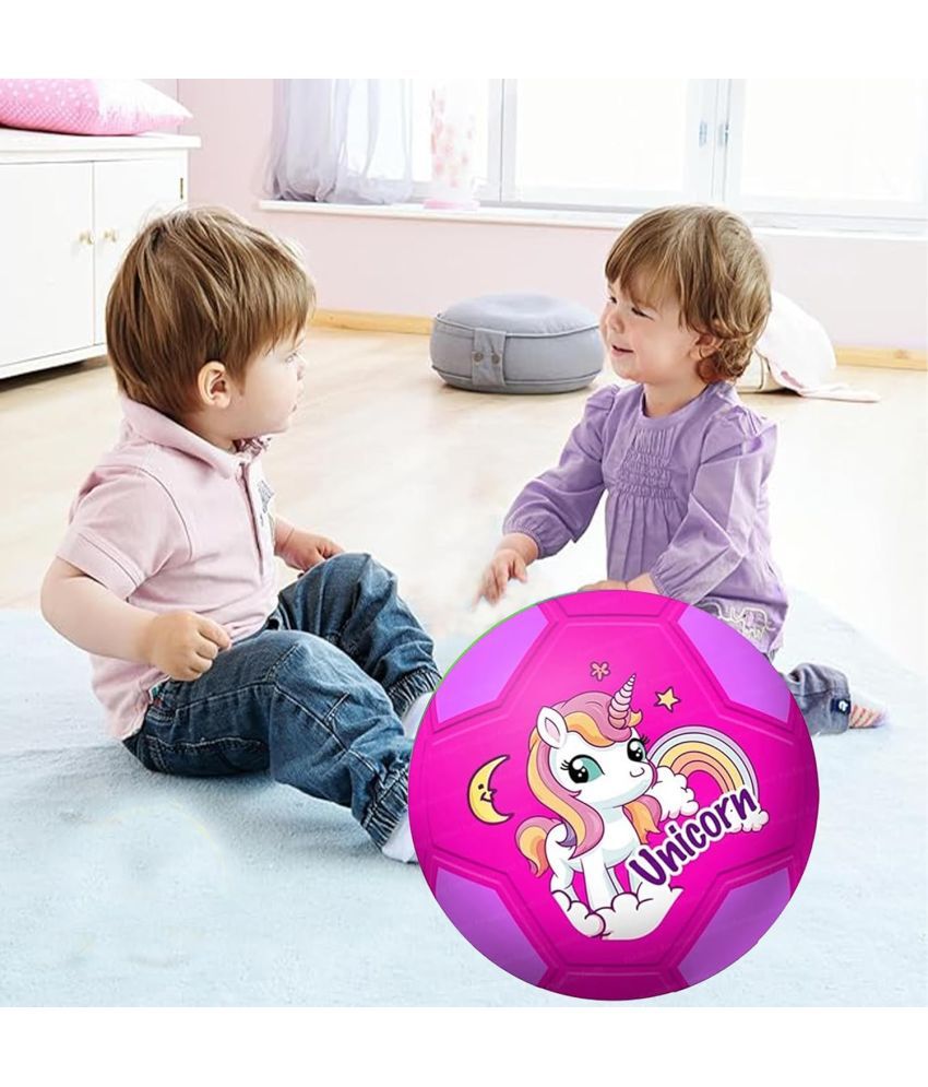     			DENFE  Football for Kids - 9 Inches Colorful Unicorn Football Sports Toy - Extra Grip Silicon Rubber Beach Ball Sports Outdoor Game, Inflatable Ball for Kids Boys 3+ Years (Pack of 1) (Pink)