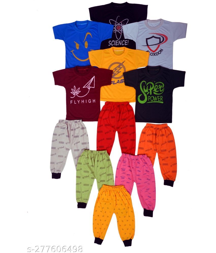     			DIAMOND EXPORTER Pack of 6 Baby Boys Cotton Blend T-Shirts & Pants Set ( Multicolor )