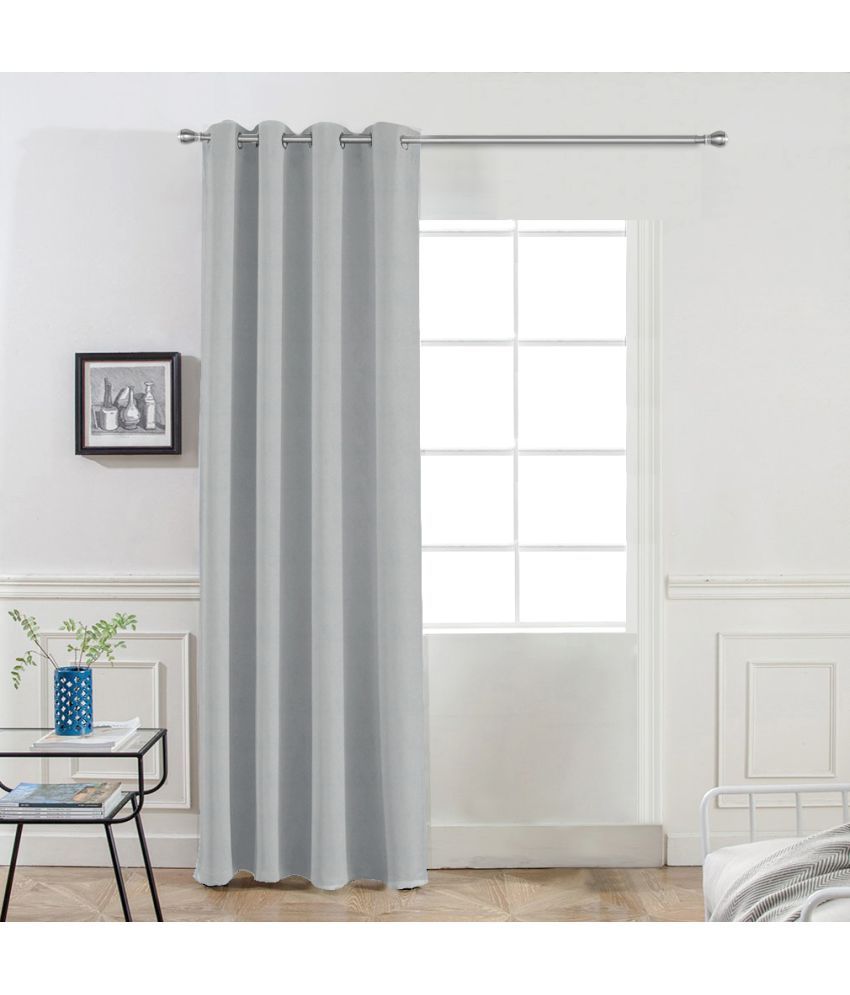     			DIVINE CASA Solid Blackout Eyelet Curtain 7 ft ( Pack of 1 ) - Grey