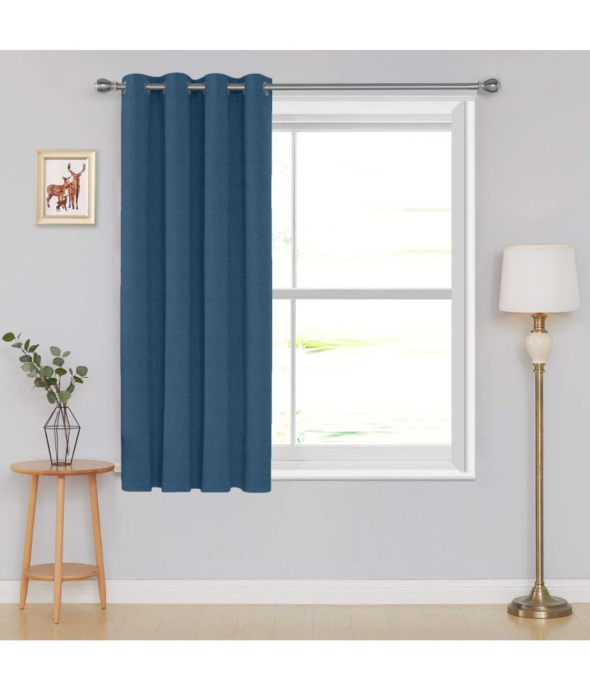     			DIVINE CASA Solid Blackout Eyelet Curtain 5 ft ( Pack of 1 ) - Blue