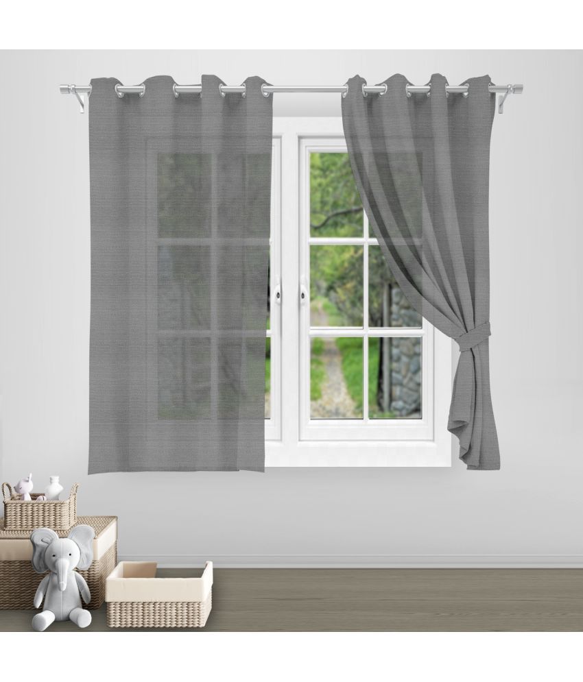     			DIVINE CASA Textured Sheer Eyelet Curtain 5 ft ( Pack of 1 ) - Grey