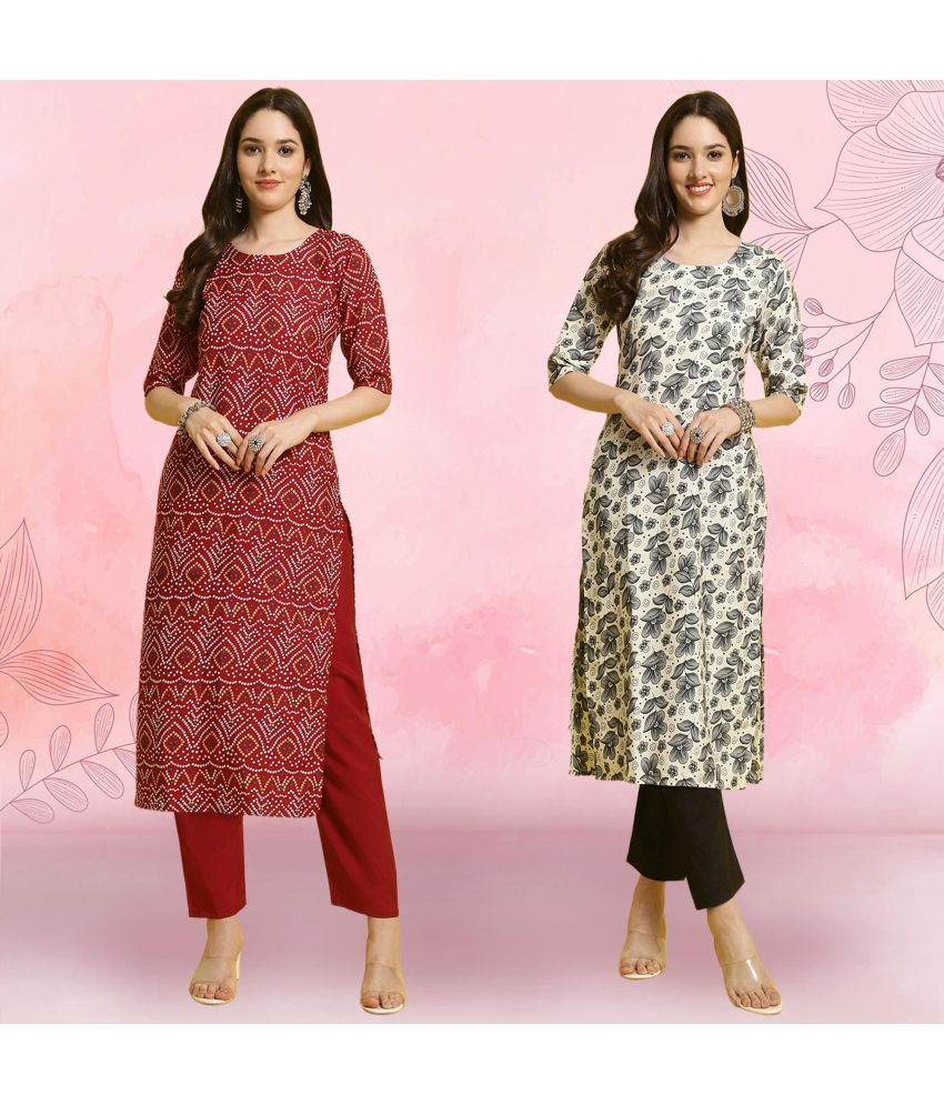     			Ethnicbasket Crepe Printed Kurti With Pants Women's Stitched Salwar Suit - Grey ( Pack of 2 )