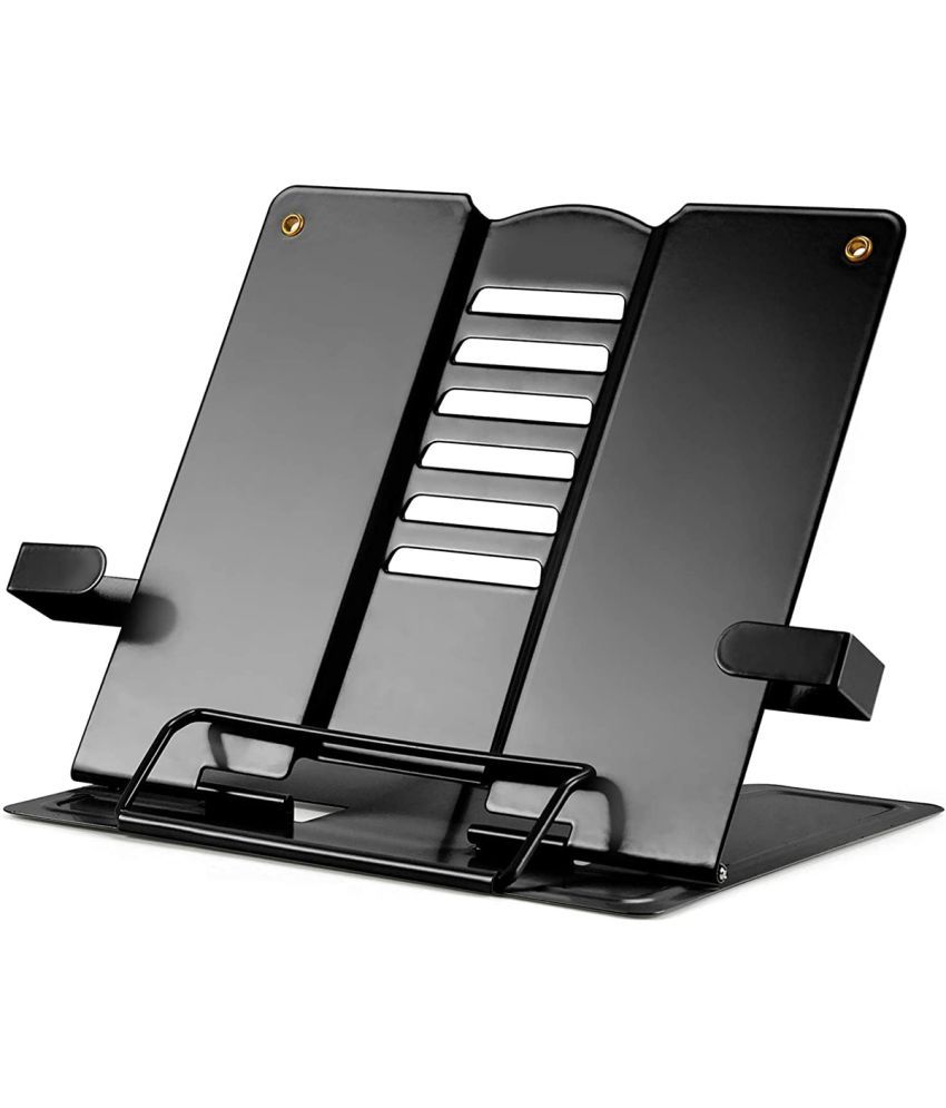     			GEEO Portable Metal Book Stand Holder - Adjustable, Foldable Design for Desktop Use - Ideal for Cookbooks, Textbooks, Sheet Music, and More - Convenient Book Organizer