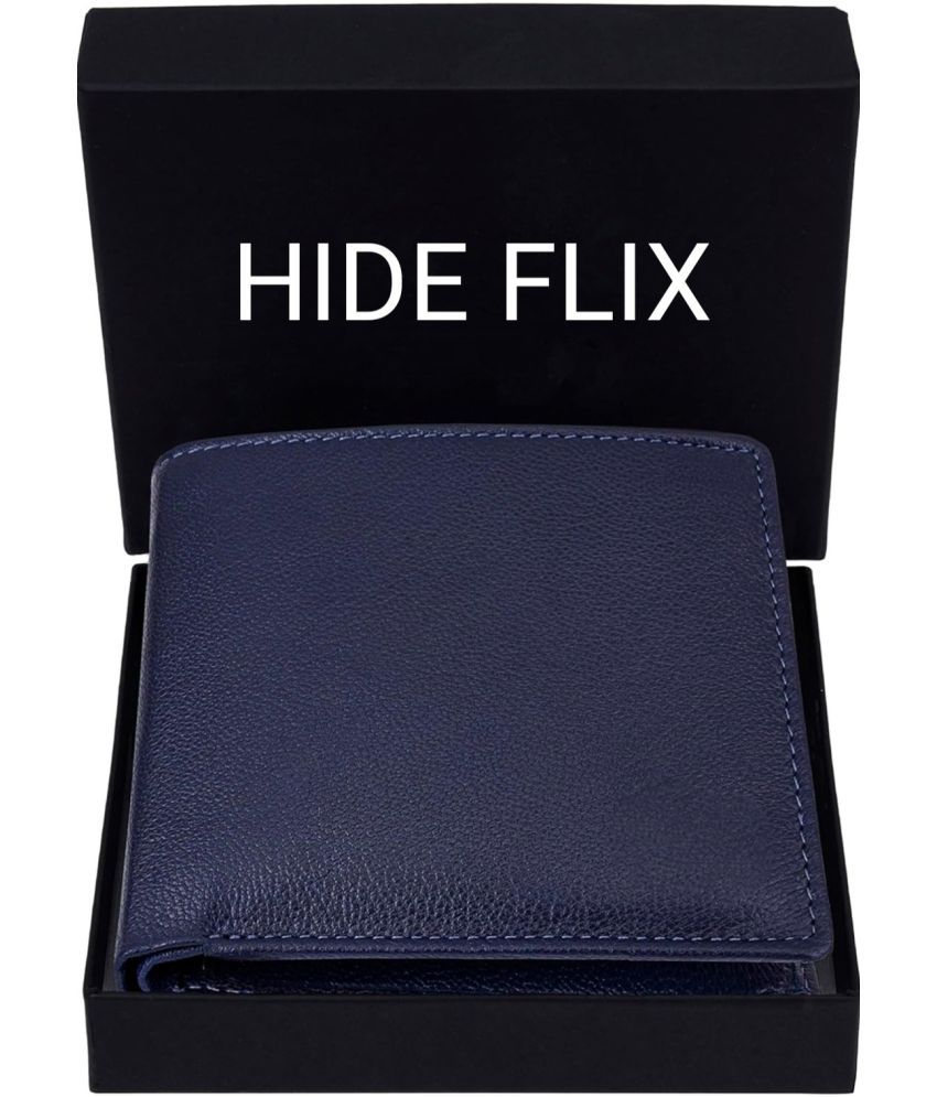     			HIDEFLIX Leather Solid Men's Regular Wallet With 8 Slots For Card ( Blue , Pack of 1 )