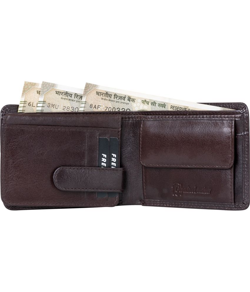     			HIDEFLIX Leather Solid Men's Regular Wallet With 10 Slots For Card ( Brown , Pack of 1 )