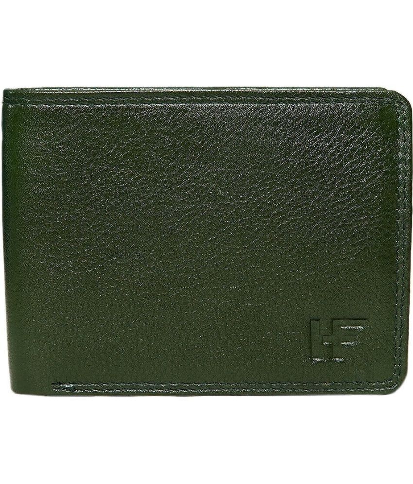     			HIDEFLIX Leather Solid Men's Regular Wallet With 3 Slots For Card ( Green , Pack of 1 )