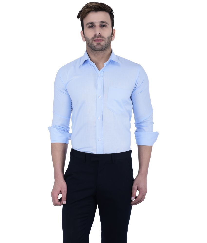     			Hangup Cotton Blend Regular Fit Full Sleeves Men's Formal Shirt - Blue ( Pack of 1 )