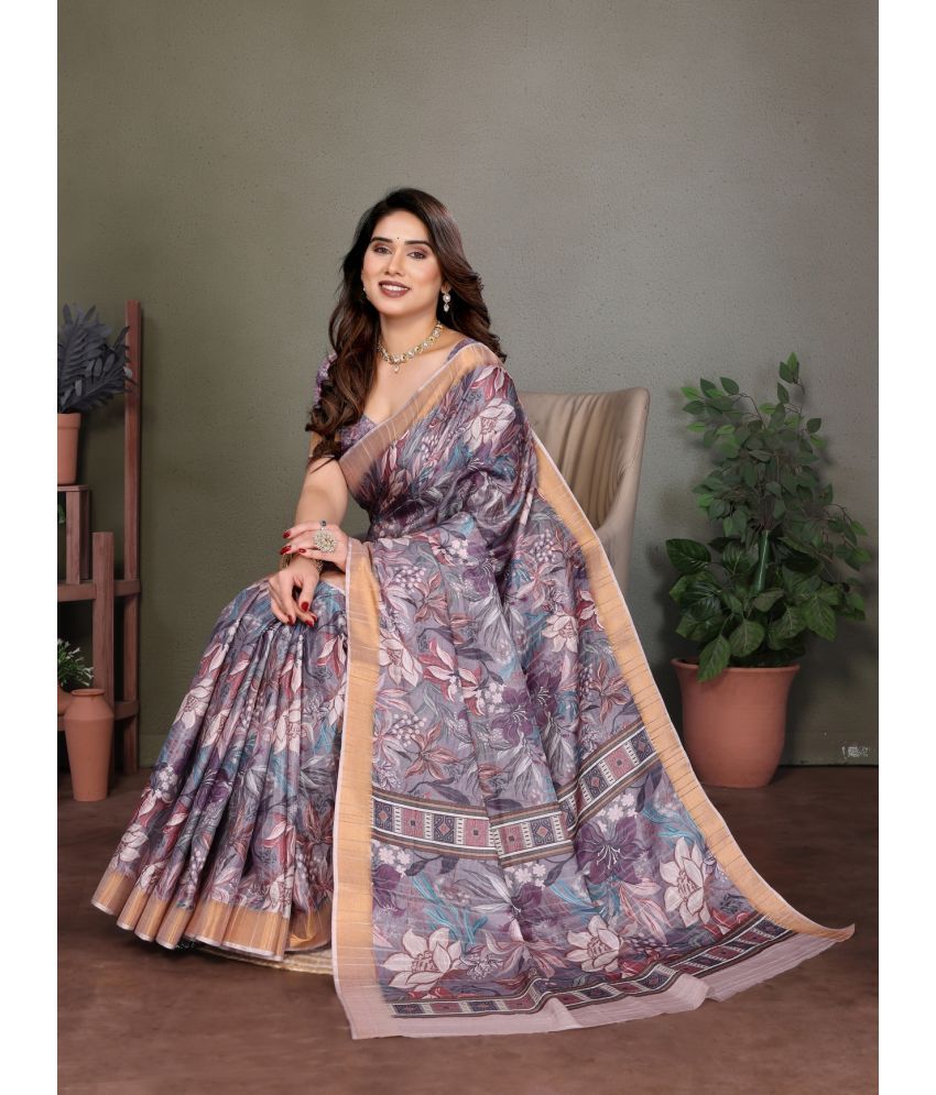     			NightBlue Pack of 1 Cotton Printed Saree With Blouse Piece ( Brown )