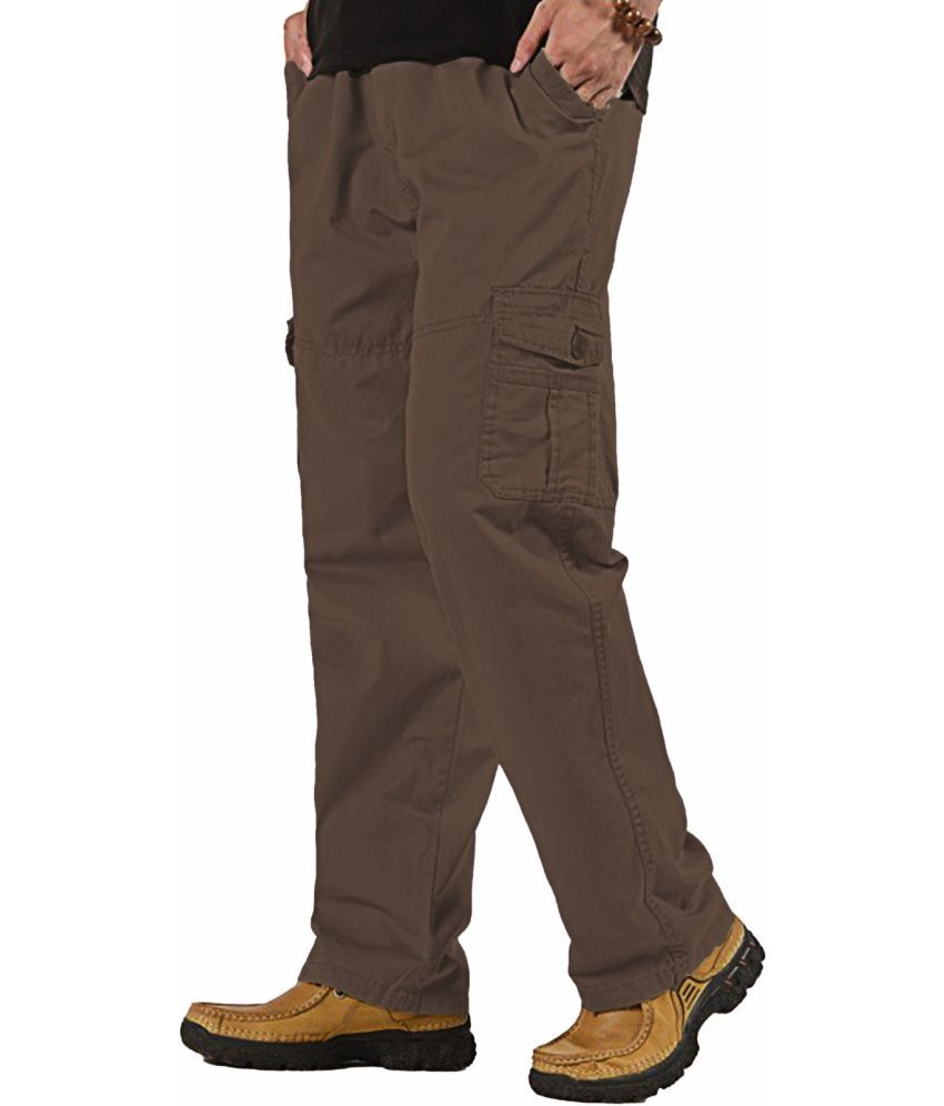     			Reoutlook Regular Flat Men's Cargos - Brown ( Pack of 1 )