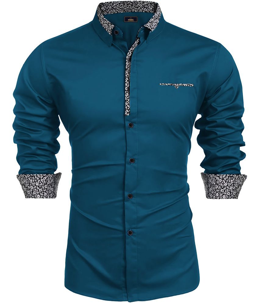     			WEBRIC Cotton Blend Regular Fit Printed Full Sleeves Men's Casual Shirt - Teal ( Pack of 1 )