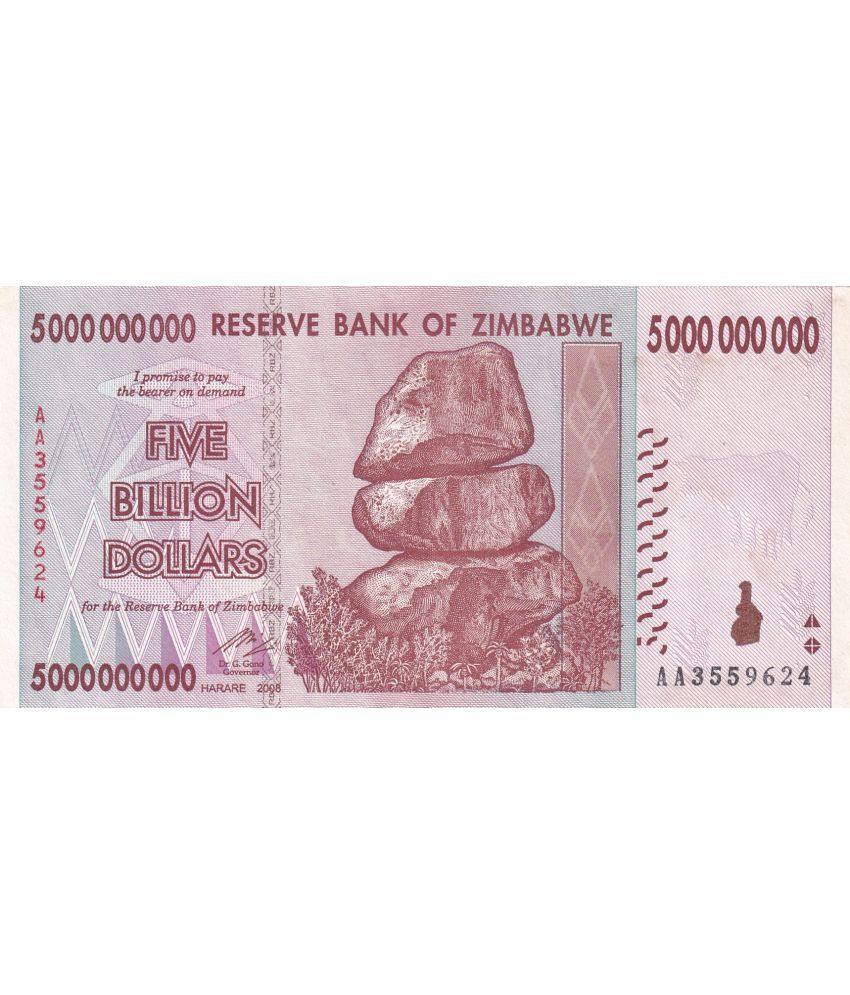     			ZIMBABWE FIVE BILLION DOLLARS BIG DENOMINATION RARE NOTE