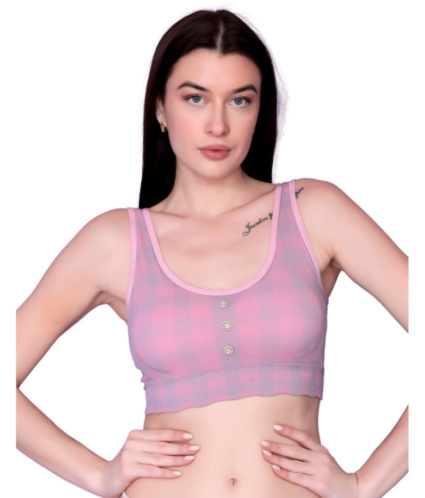     			3Mads Pack of 1 Nylon Lightly Padded Racerback bra For Women ( Pink )