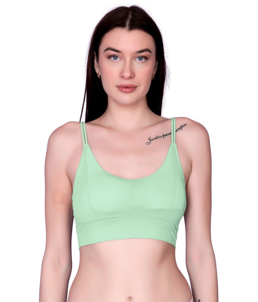     			3Mads Pack of 1 Nylon Lightly Padded Bralette Bra For Women ( Green )