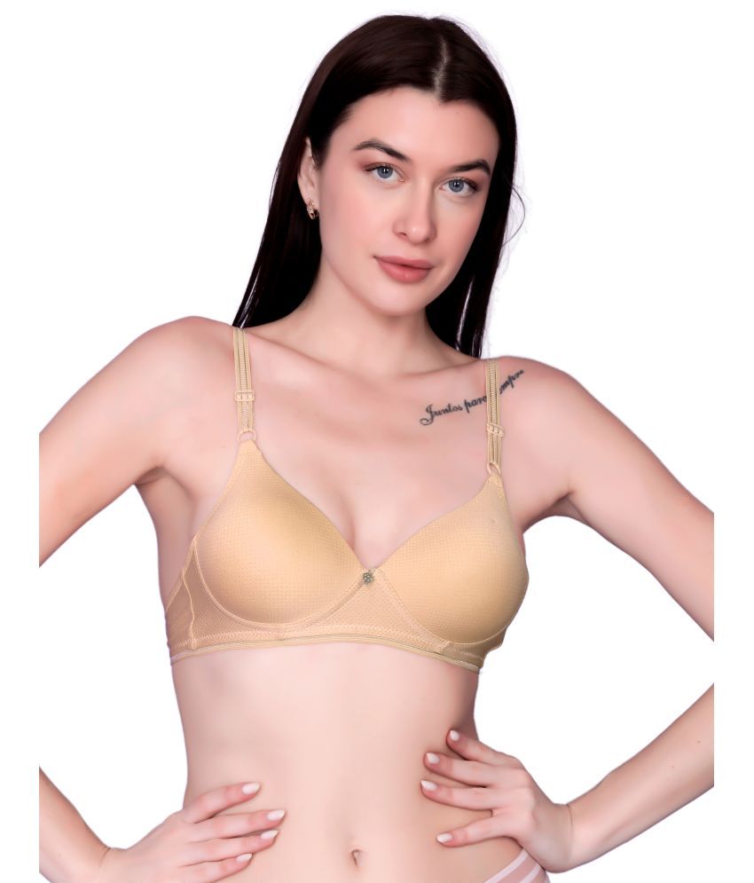     			3Mads Pack of 1 Nylon Lightly Padded T-Shirt Bra For Women ( Beige )