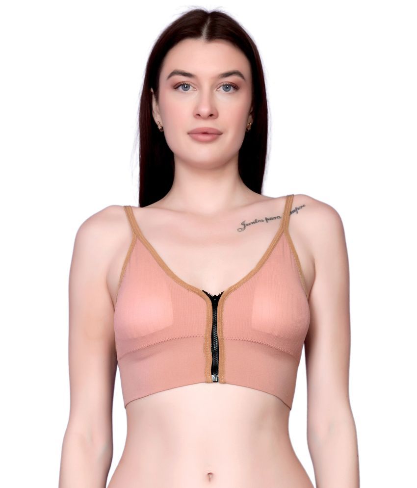     			3Mads Pack of 1 Nylon Lightly Padded Bralette Bra For Women ( Pink )