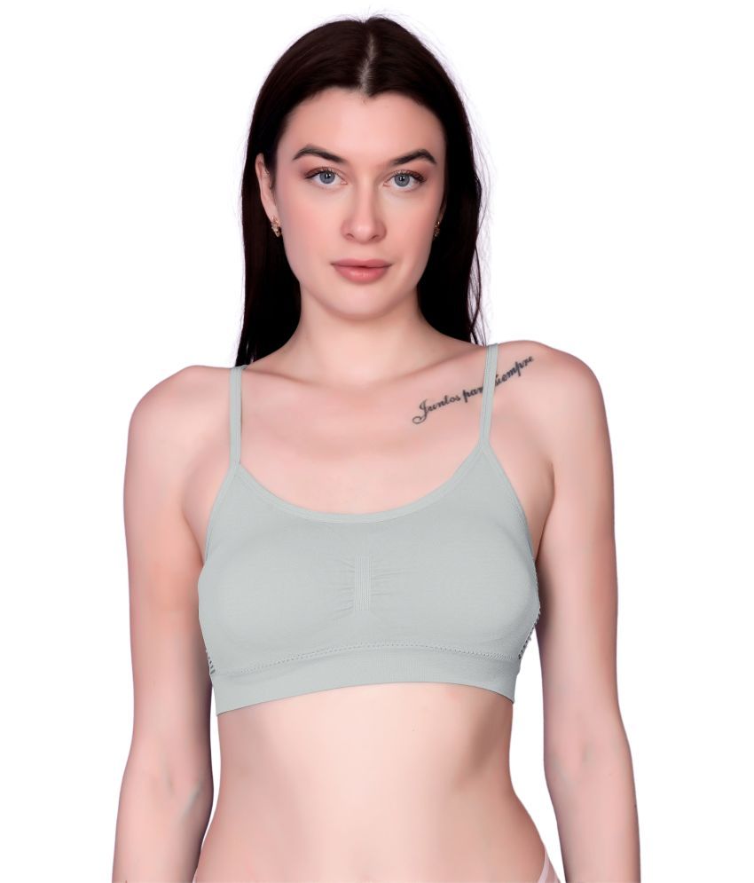     			3Mads Pack of 1 Nylon Lightly Padded Bralette Bra For Women ( Light Grey )