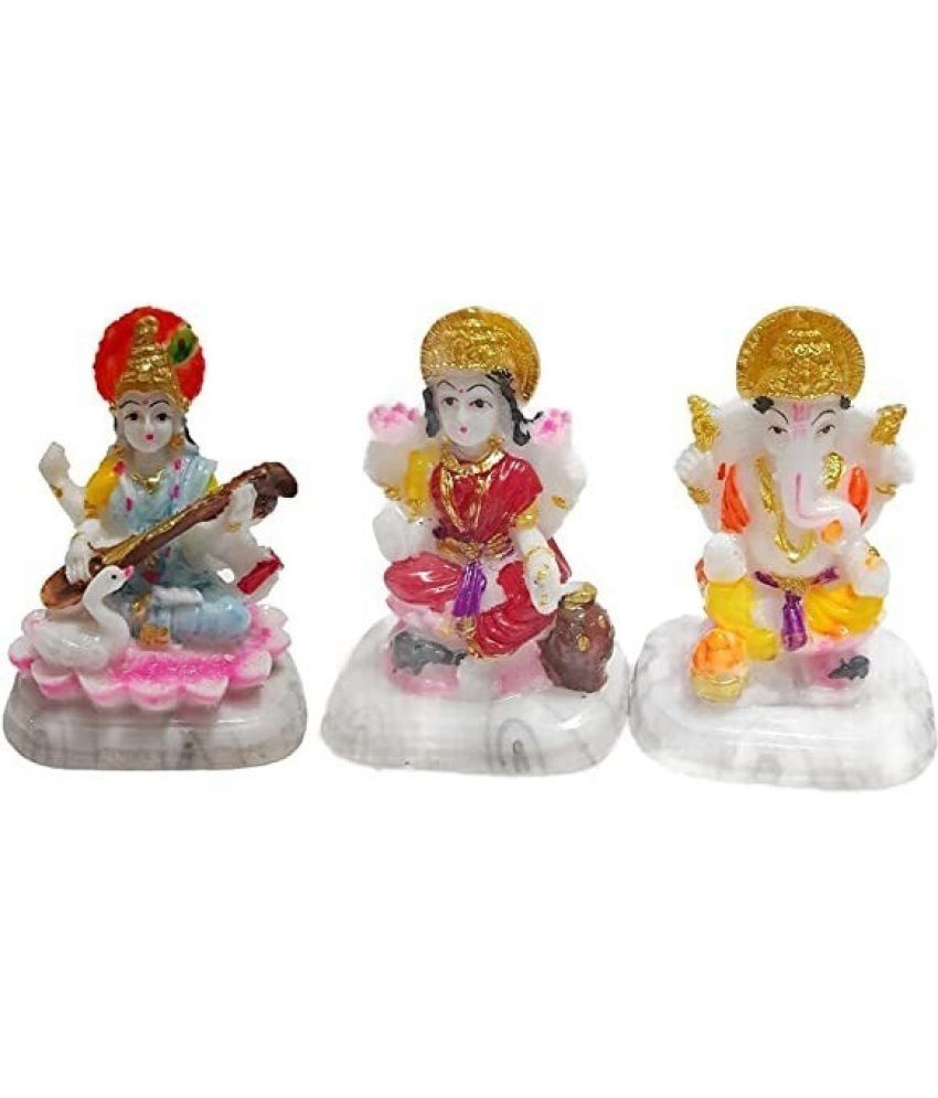     			Awesome Craft Marble Lakshmi Ganesha Saraswati Idol ( 10 cm )