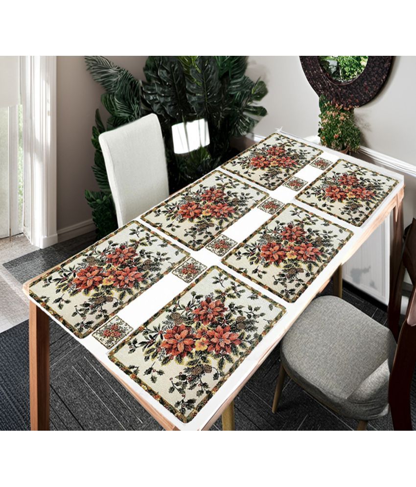     			CreadCraft PVC Floral Rectangle Table Mats & Coasters ( 40 cm x 32 cm ) Pack of 1 - Multi