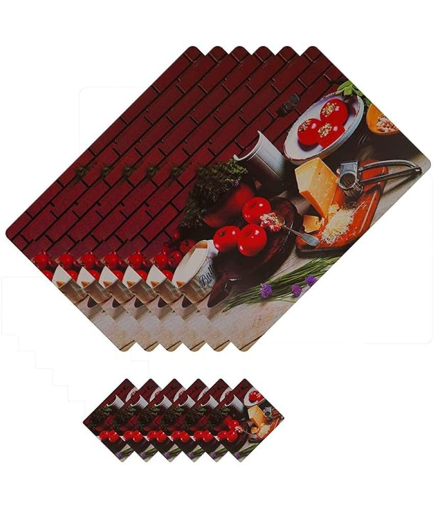     			CreadCraft PVC Floral Rectangle Table Mats & Coasters ( 40 cm x 32 cm ) Pack of 1 - Multi